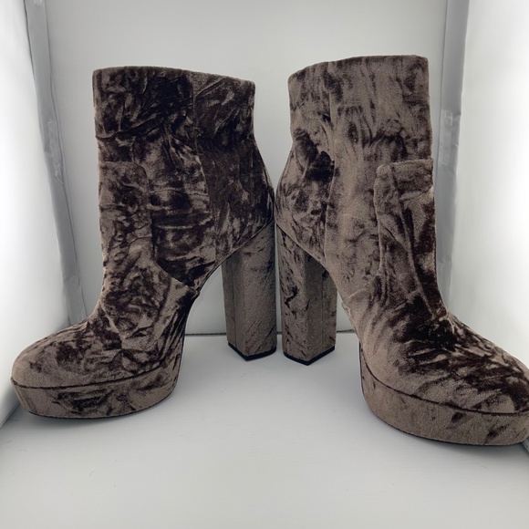 New! GIANNI BINI Didier Velvet Platform Block Heel Booties Size 6 Brown No tag - Picture 5 of 10